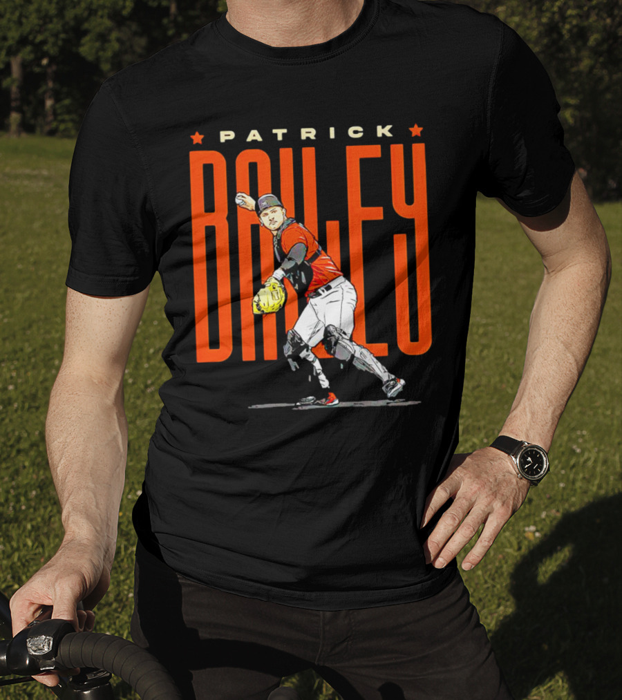 Patrick Bailey Baseball Player Illustration With Orioles Colors T-Shirt