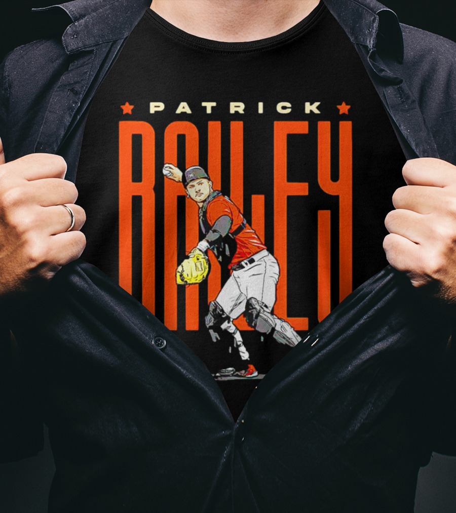 Patrick Bailey Baseball Player Illustration With Orioles Colors T-Shirt