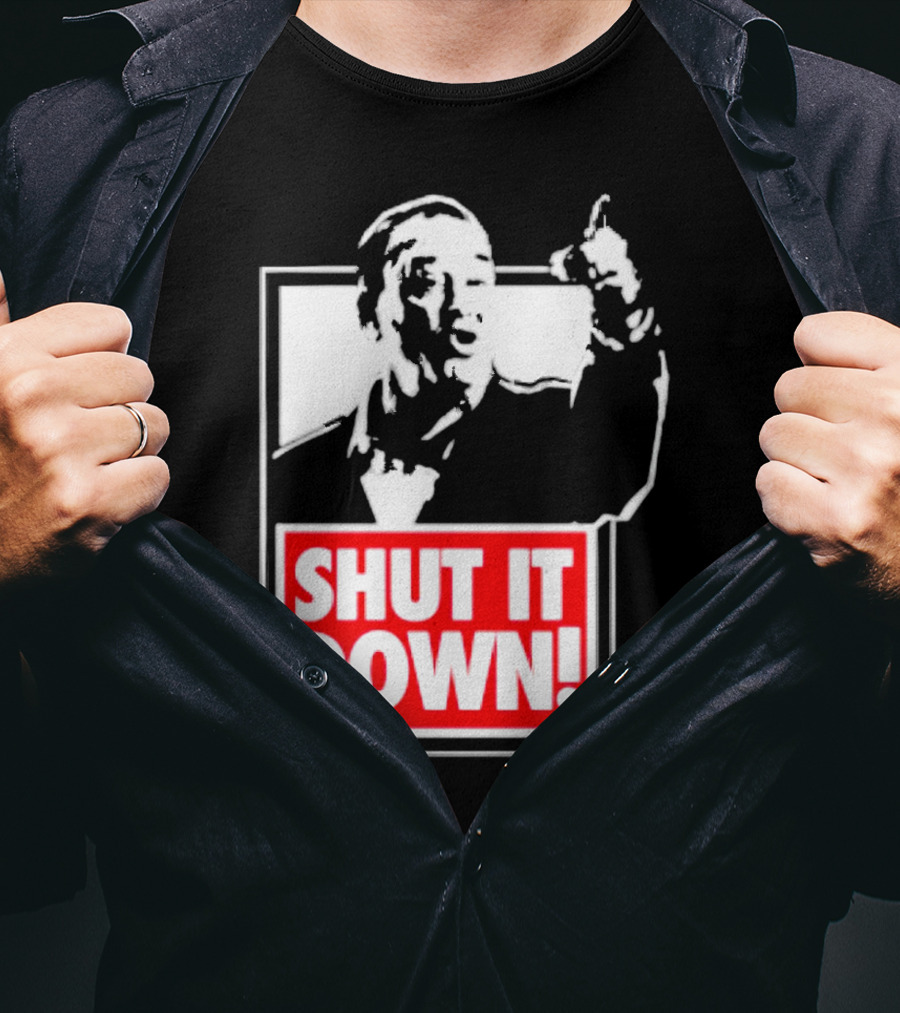 SHUT IT DOWN Meme Bold Red And White Iconic T-Shirt