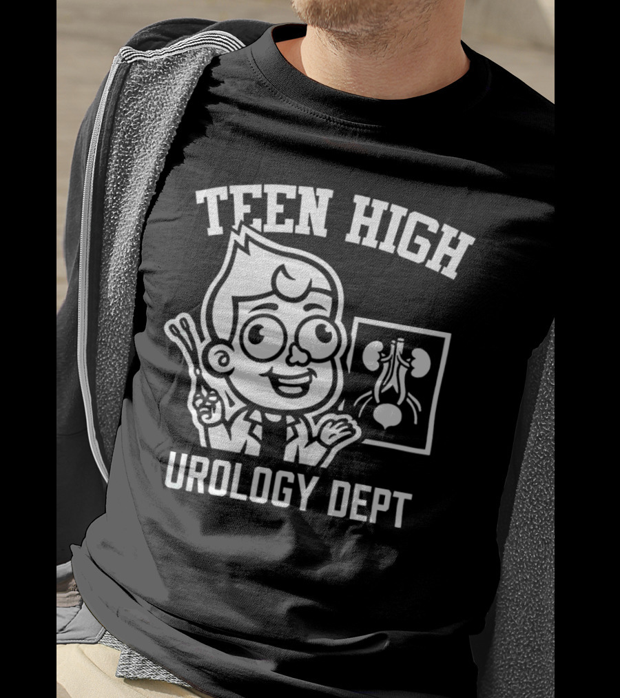 Teen High Urology Dept Cartoon Boy With Medical Chart T-Shirt