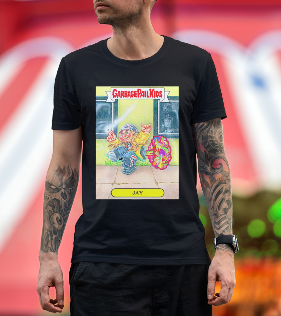 Garbage Pail Kids Jay Character Smoking Graffiti Parody Sticker T-Shirt