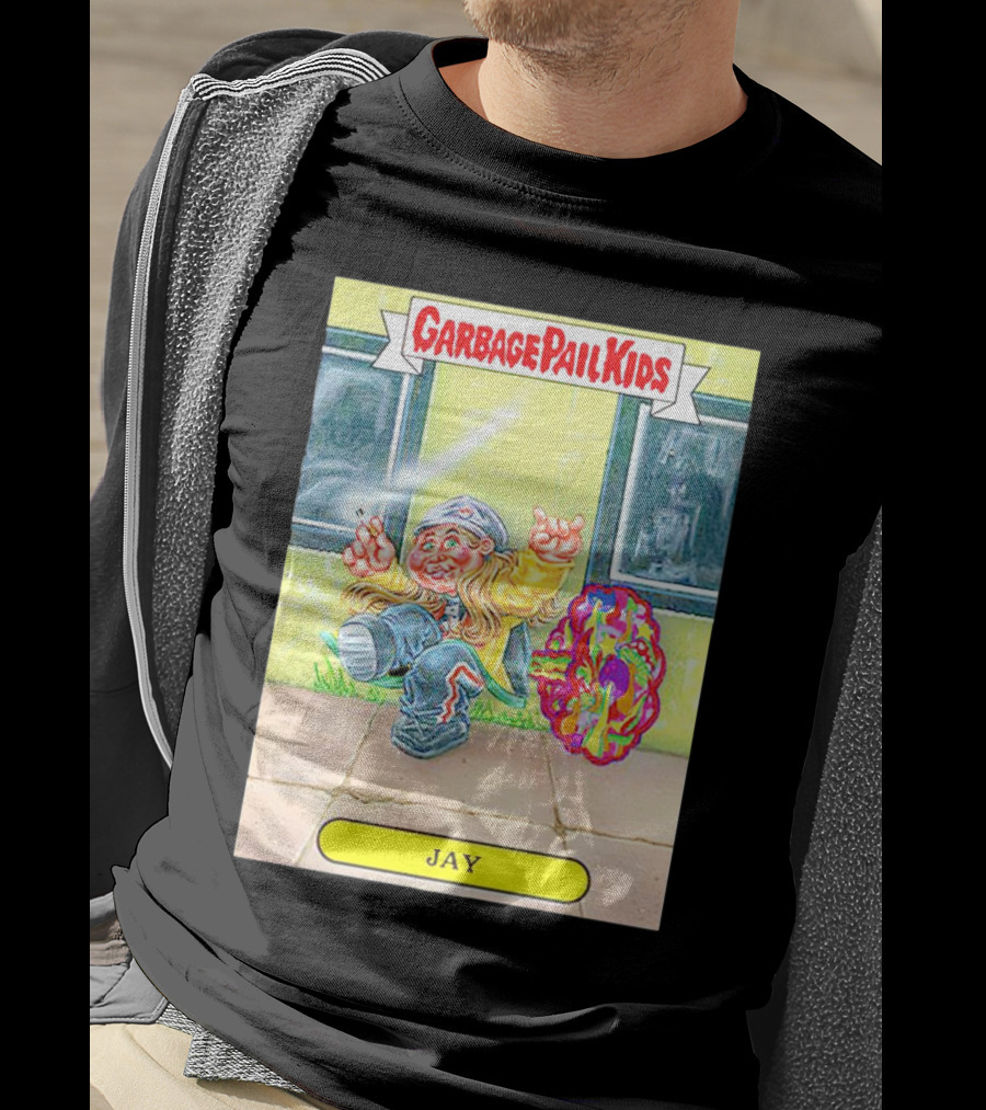 Garbage Pail Kids Jay Character Smoking Graffiti Parody Sticker T-Shirt
