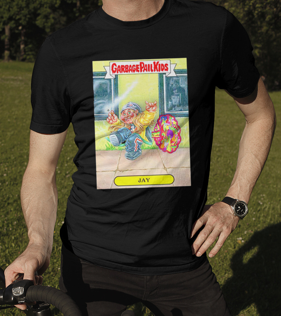 Garbage Pail Kids Jay Character Smoking Graffiti Parody Sticker T-Shirt
