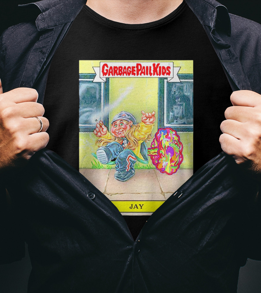 Garbage Pail Kids Jay Character Smoking Graffiti Parody Sticker T-Shirt
