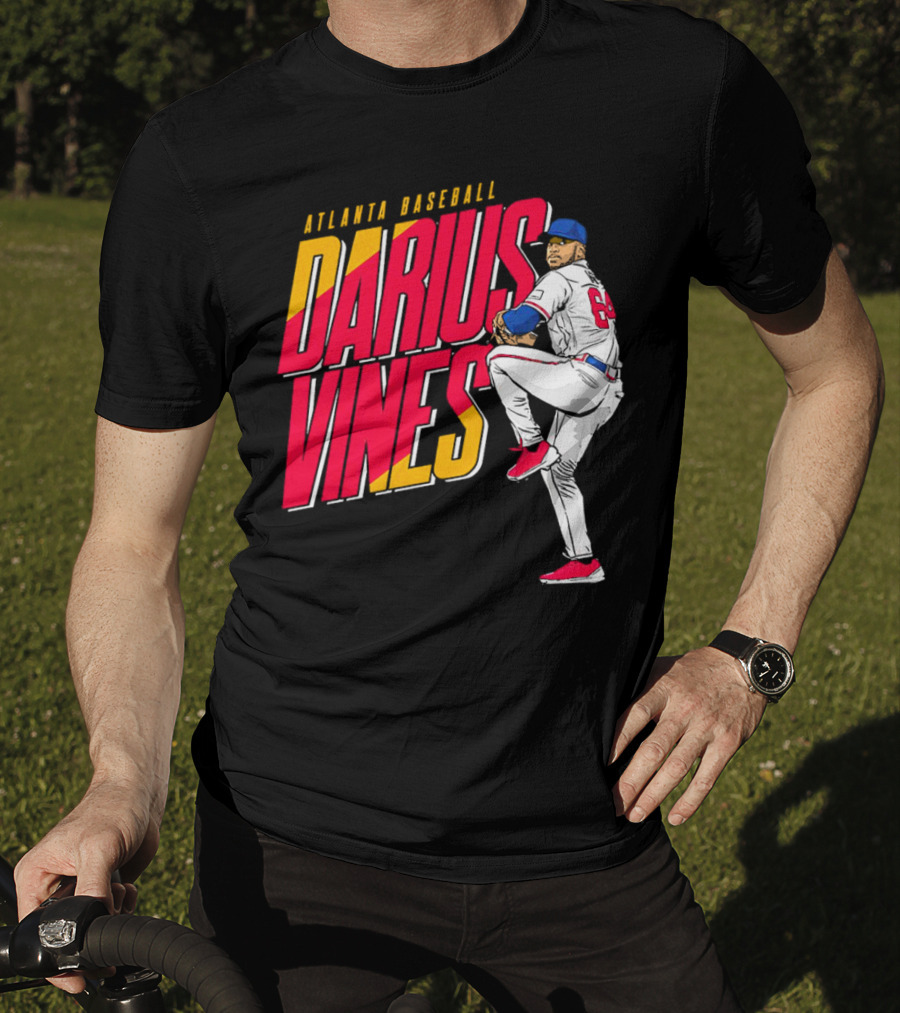 Atlanta Baseball Darius Vines 64 Pitching Action T-Shirt