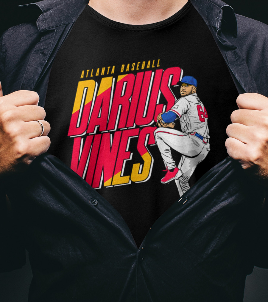 Atlanta Baseball Darius Vines 64 Pitching Action T-Shirt