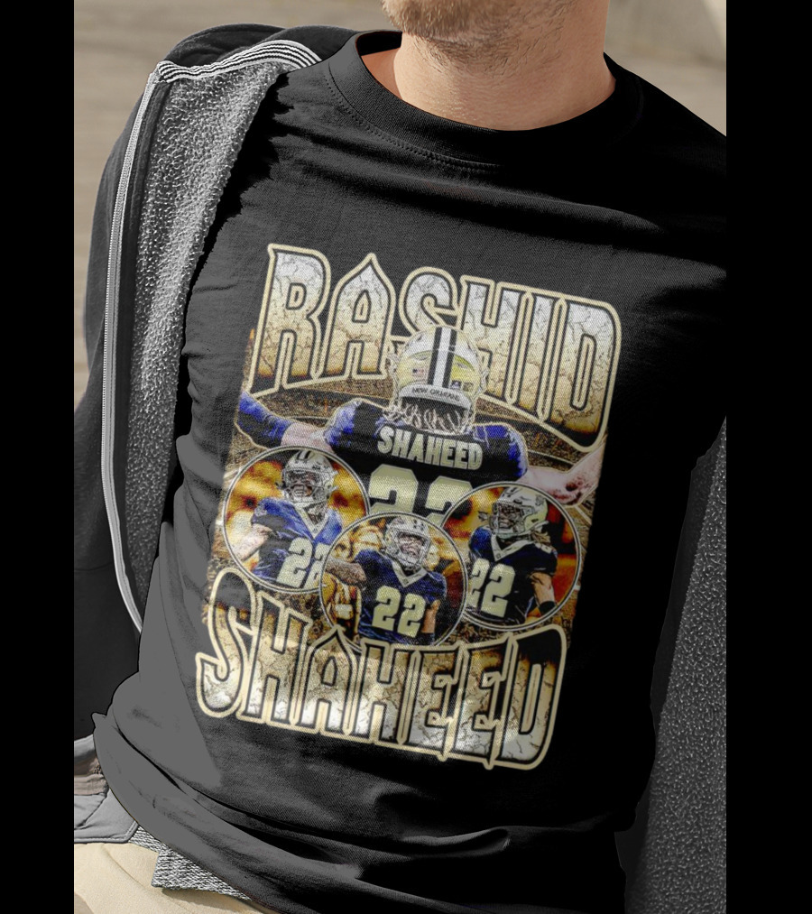Rashid Shaheed 22 New Orleans Saints Vintage Football Collage T-Shirt
