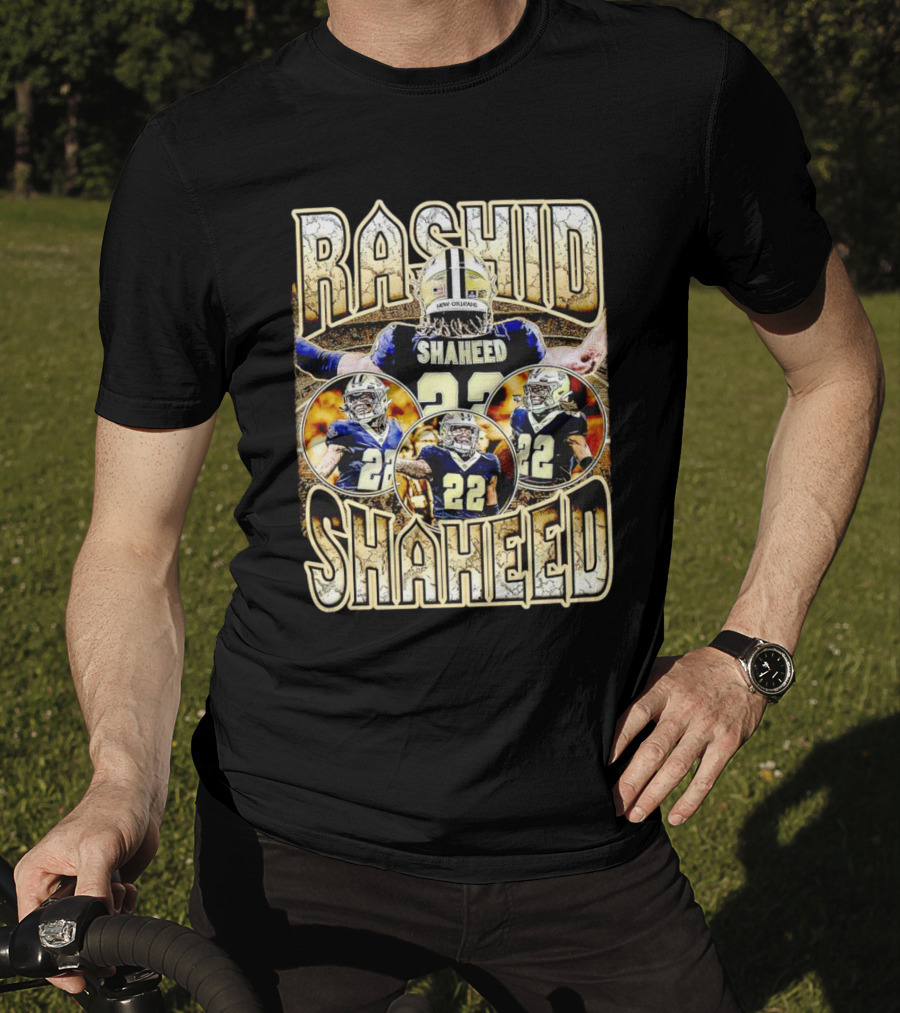 Rashid Shaheed 22 New Orleans Saints Vintage Football Collage T-Shirt