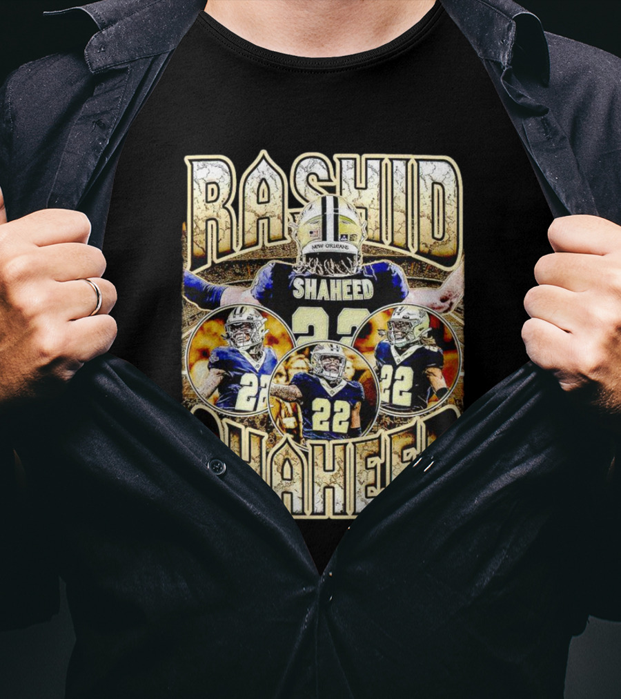 Rashid Shaheed 22 New Orleans Saints Vintage Football Collage T-Shirt