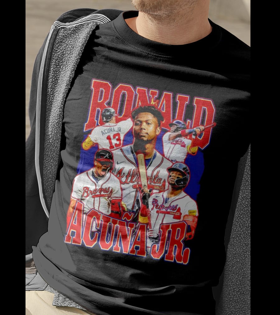 Ronald Acuña Jr Atlanta Braves Vintage Baseball Player Collage T-Shirt