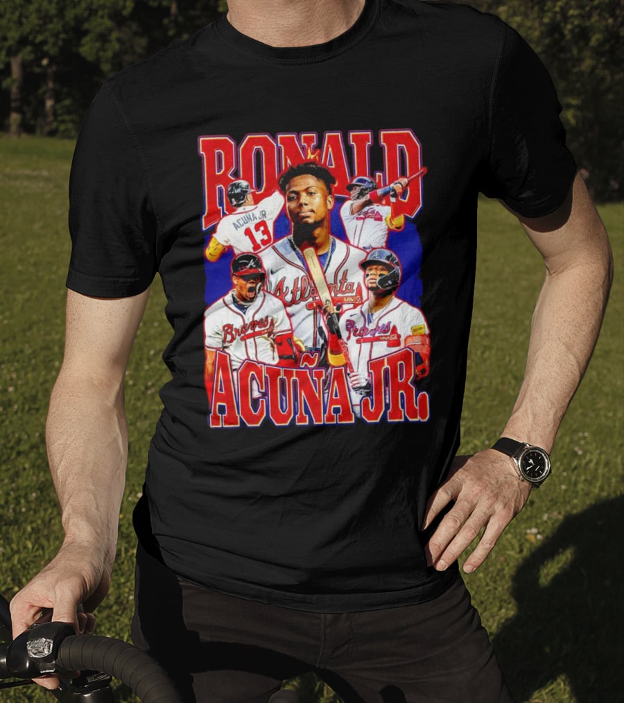 Ronald Acuña Jr Atlanta Braves Vintage Baseball Player Collage T-Shirt