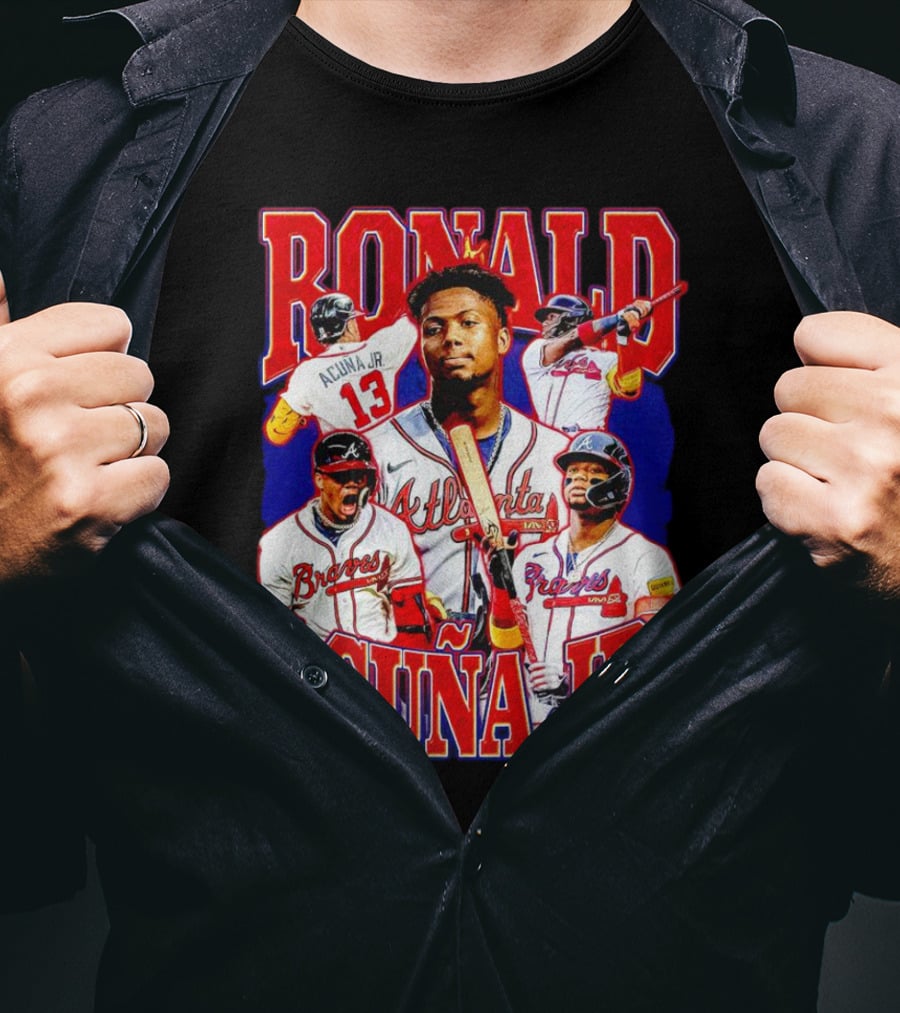 Ronald Acuña Jr Atlanta Braves Vintage Baseball Player Collage T-Shirt