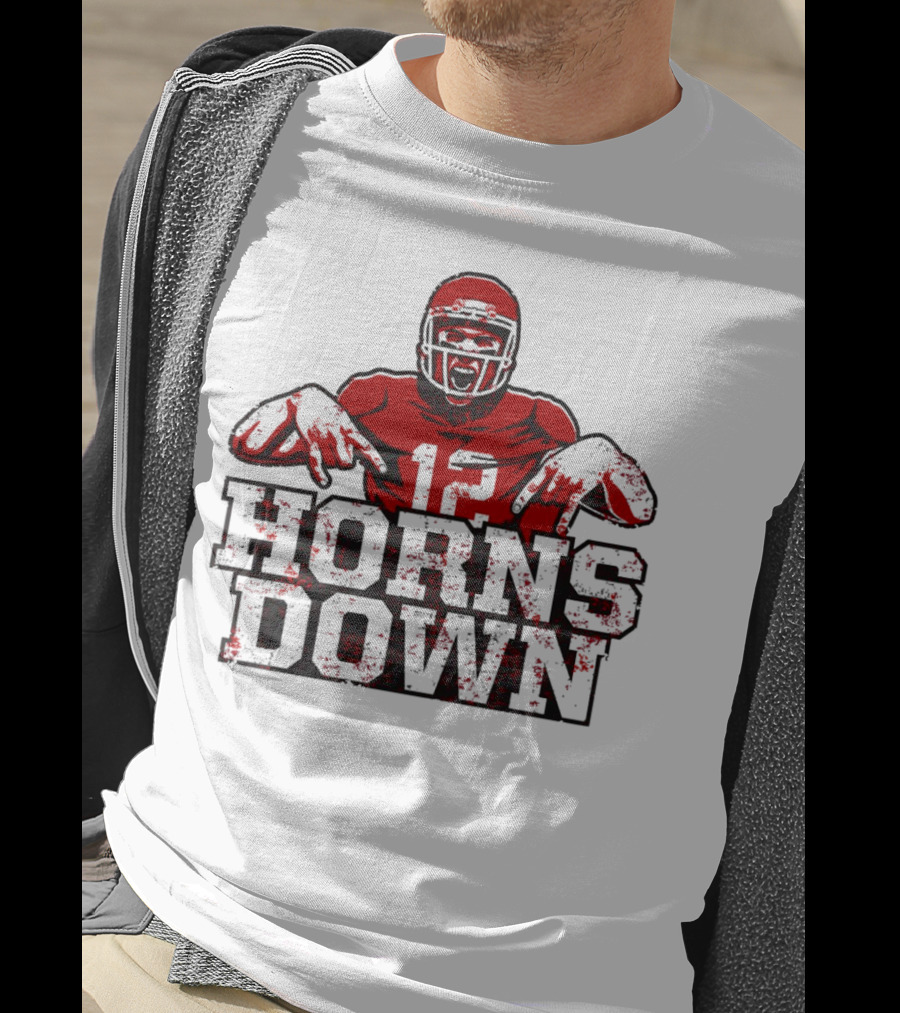 Horns Down 12 Houston Cougars Football T-Shirt