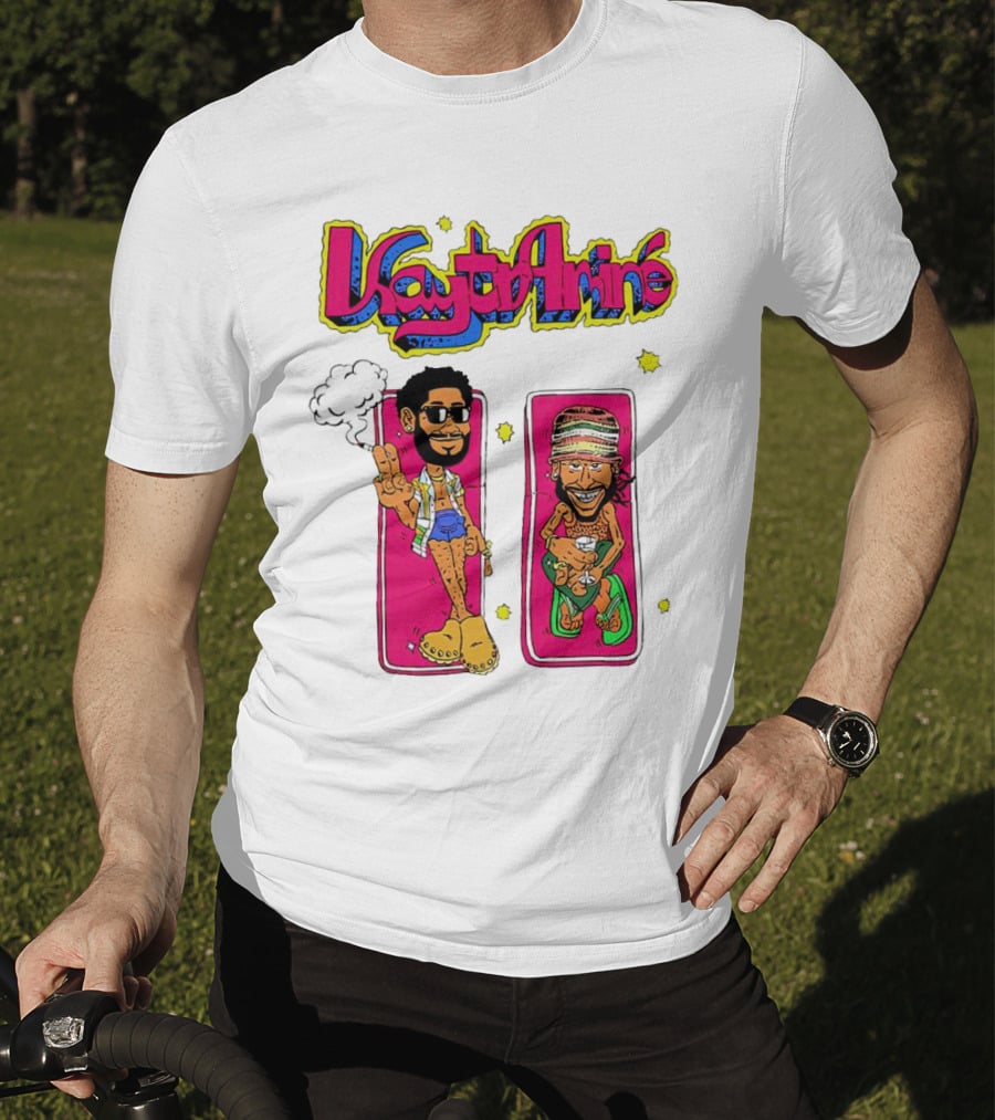 Kaytramine Smoking Drinking Cartoon Characters Relaxing T-Shirt