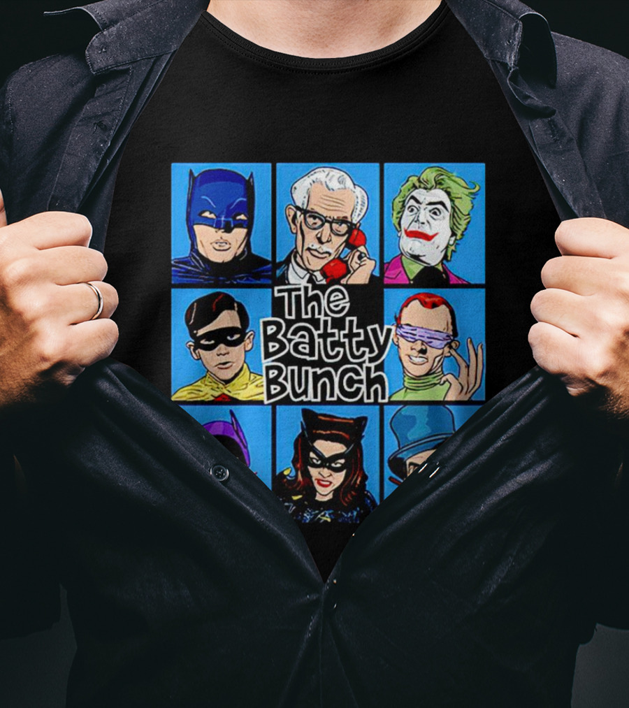 The Batty Bunch Batman Joker Riddler Catwoman Classic Characters T-Shirt
