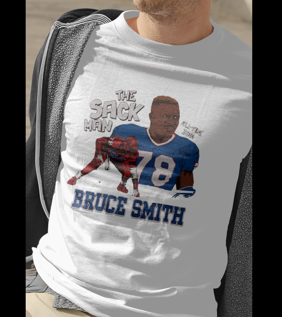 The Sack Man 78 Bruce Smith Buffalo Bills All Time 200 Career Sacks T-Shirt