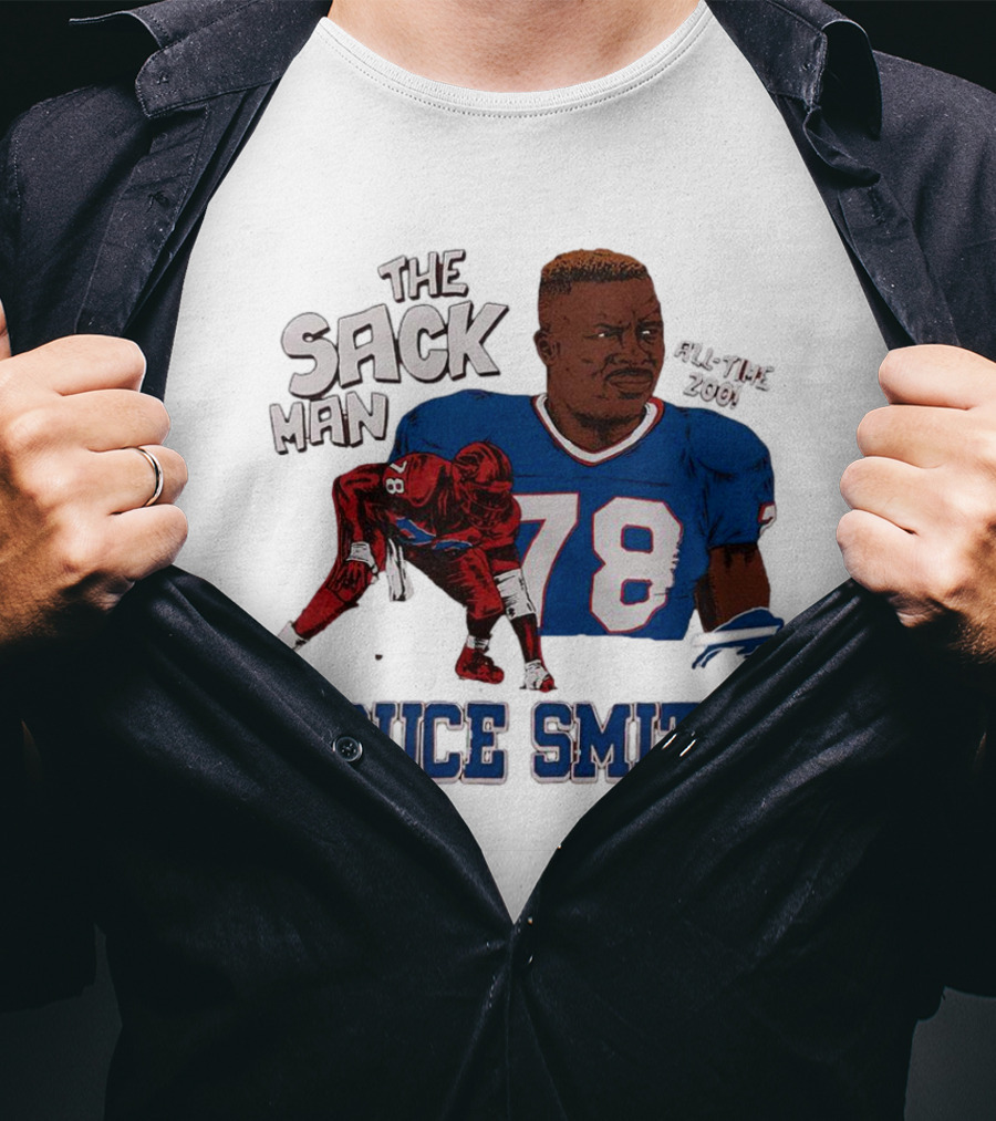 The Sack Man 78 Bruce Smith Buffalo Bills All Time 200 Career Sacks T-Shirt