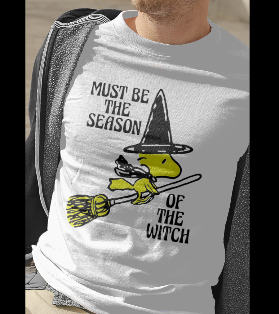 Must Be The Season Of The Witch Halloween Woodstock Peanuts Broomstick T-Shirt