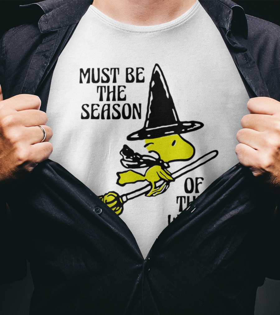 Must Be The Season Of The Witch Halloween Woodstock Peanuts Broomstick T-Shirt
