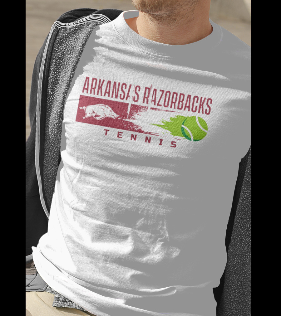 Arkansas Razorbacks Tennis Neon Green Ball And Hog T-Shirt