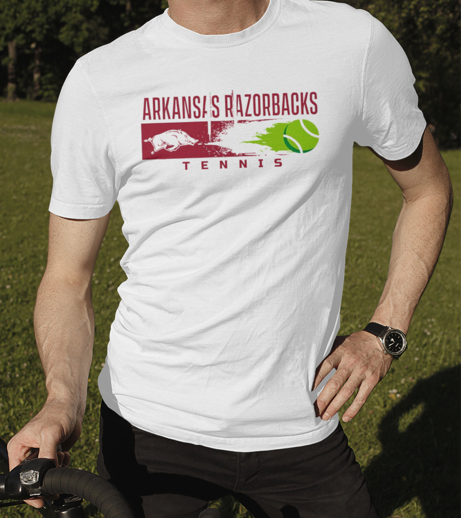 Arkansas Razorbacks Tennis Neon Green Ball And Hog T-Shirt