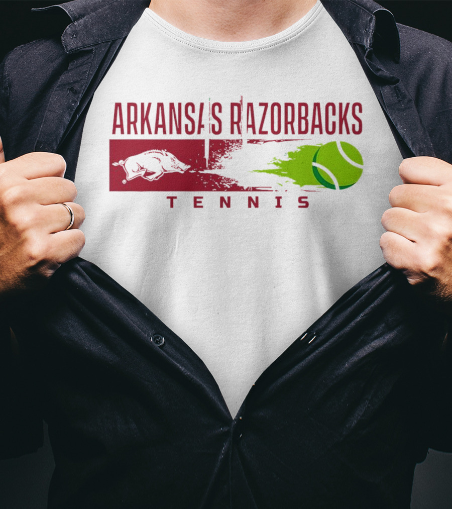 Arkansas Razorbacks Tennis Neon Green Ball And Hog T-Shirt