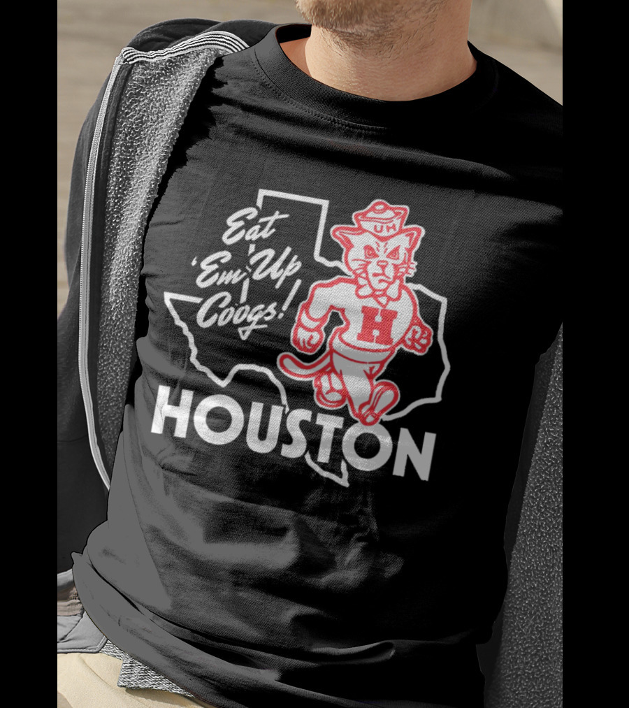 Houston Cougars Eat 'Em Up Coogs Texas State Mascot T-Shirt