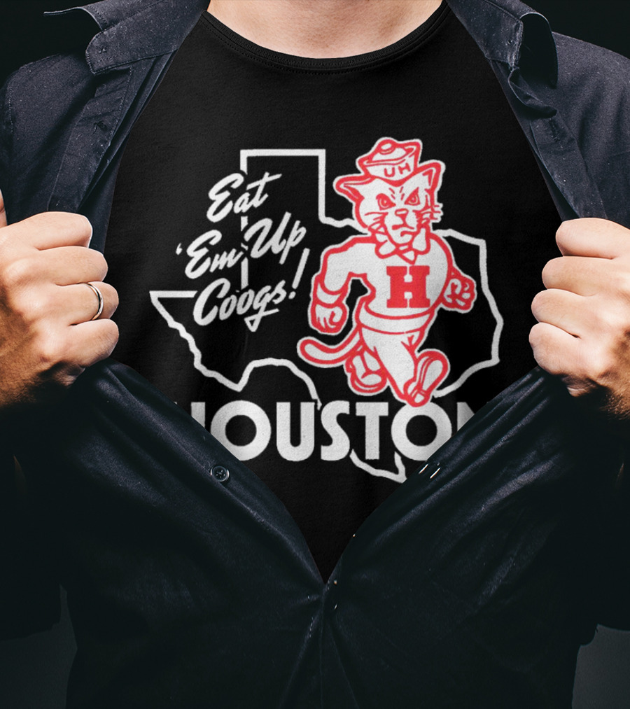 Houston Cougars Eat 'Em Up Coogs Texas State Mascot T-Shirt