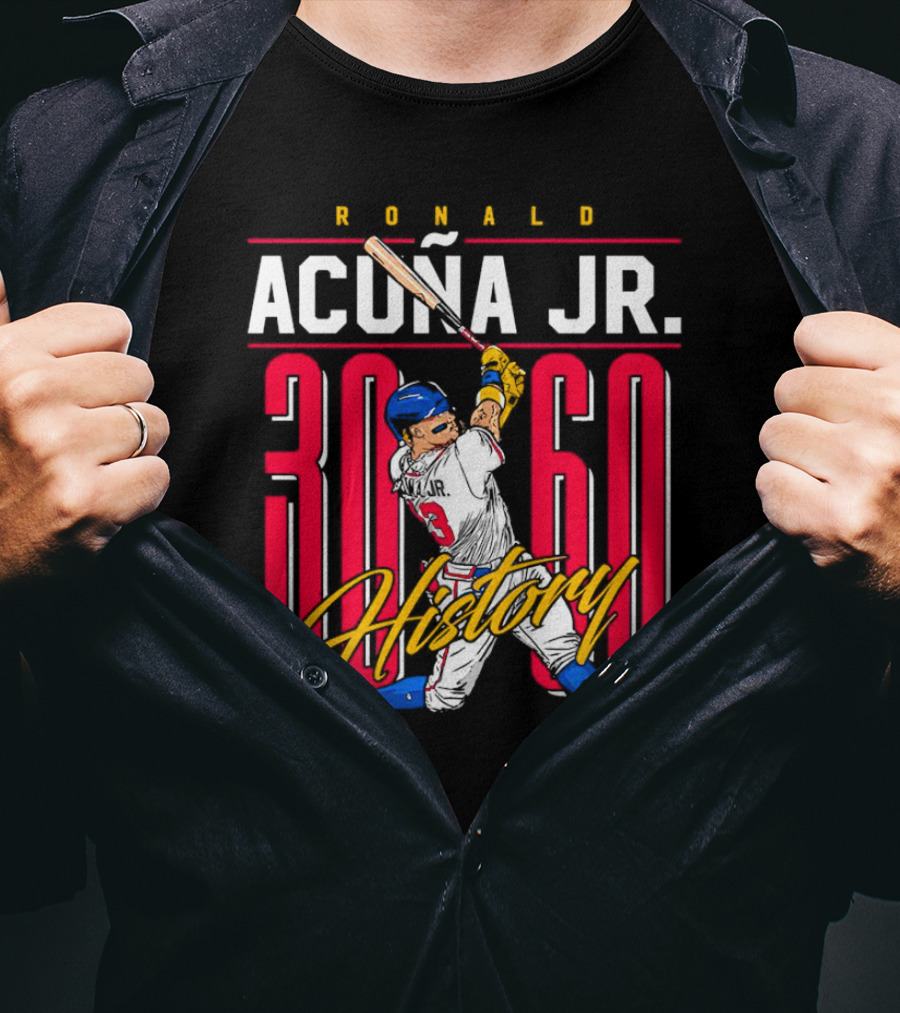 Ronald Acuña Jr. 30 60 History Atlanta Braves Baseball Iconic Achievement T-Shirt