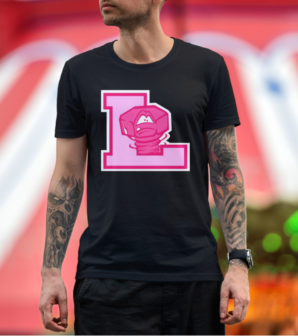 Premium T-Shirt: Lansing Lugnuts Pink L Logo Retro T-Shirt Lansing Lugnuts Pink L Logo Retro T-Shirt