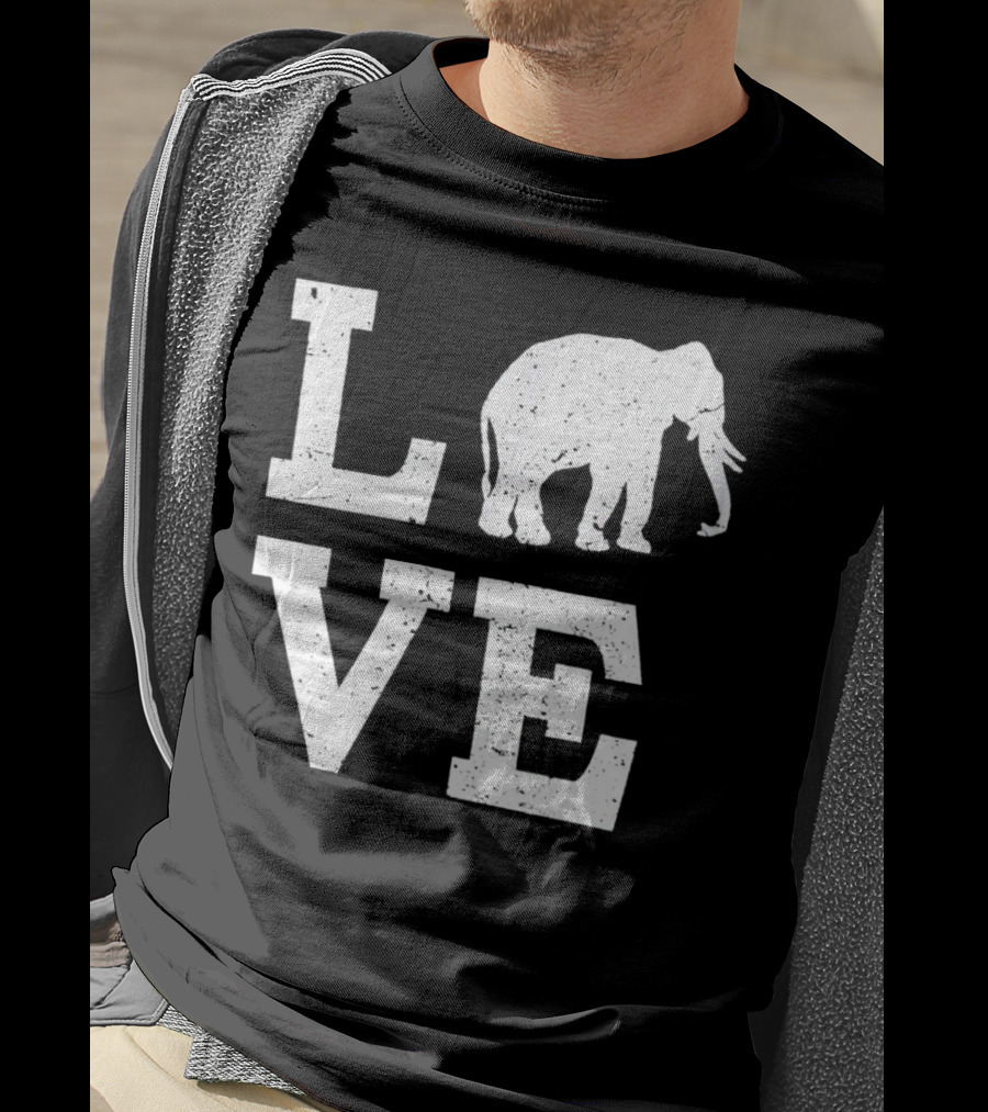 Love Elephant Vintage Style Animal T-Shirt