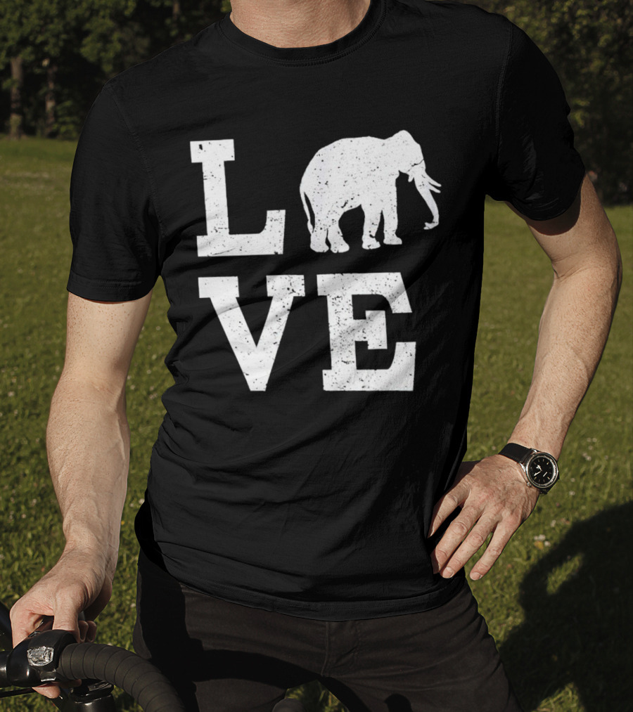 Love Elephant Vintage Style Animal T-Shirt