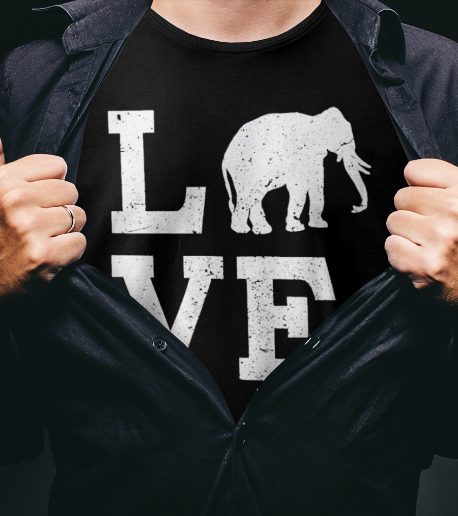 Love Elephant Vintage Style Animal T-Shirt