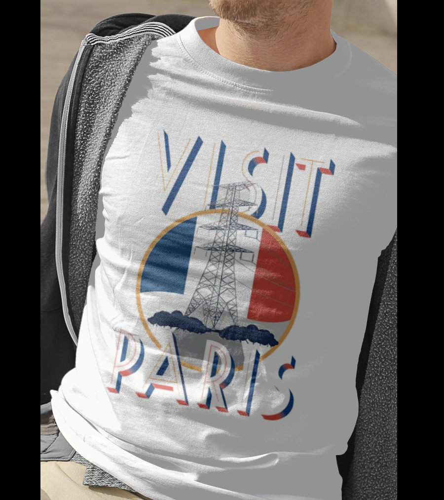 VISIT PARIS Tower Circle Blue Red T-Shirt