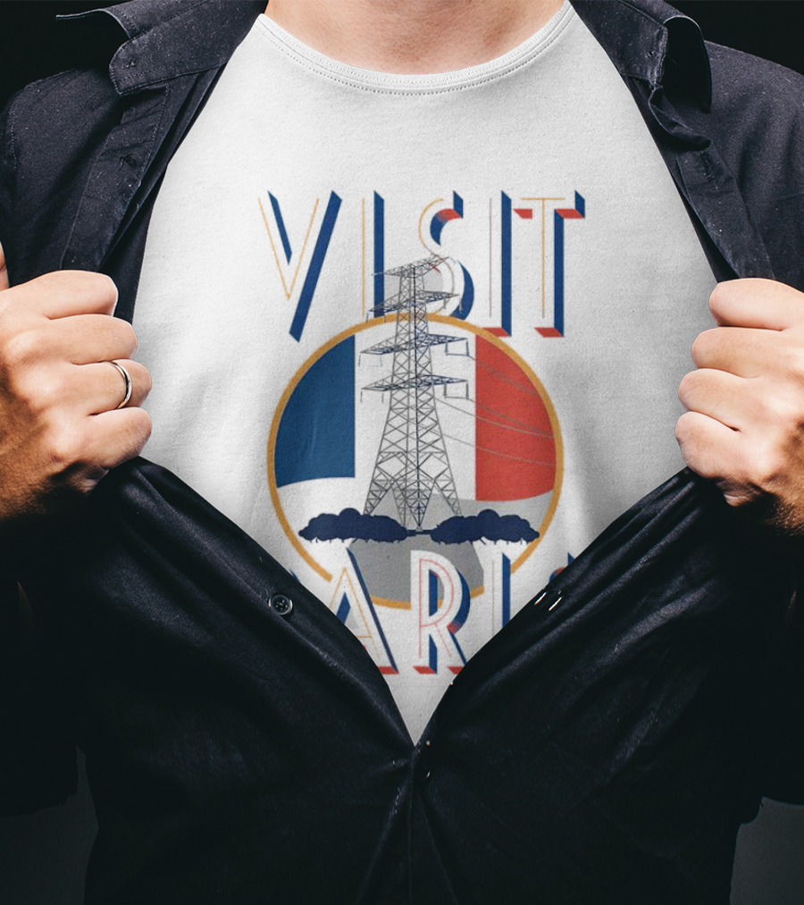 VISIT PARIS Tower Circle Blue Red T-Shirt