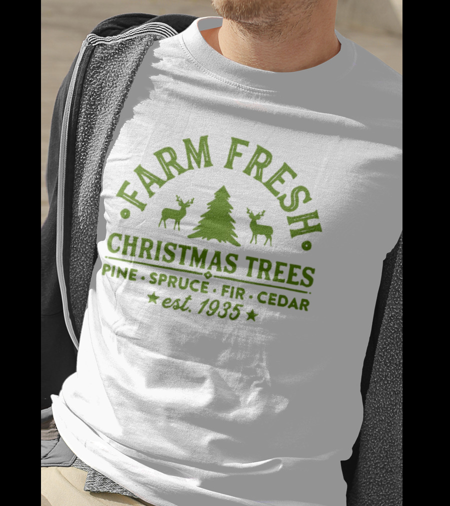 Farm Fresh Christmas Trees Pine Spruce Fir Cedar Est 1935 T-Shirt