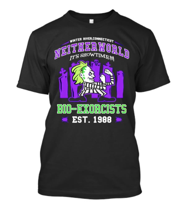 Winter River Connecticut Neitherworld It's Showtime Bio-Exorcists Est 1988 T-Shirt