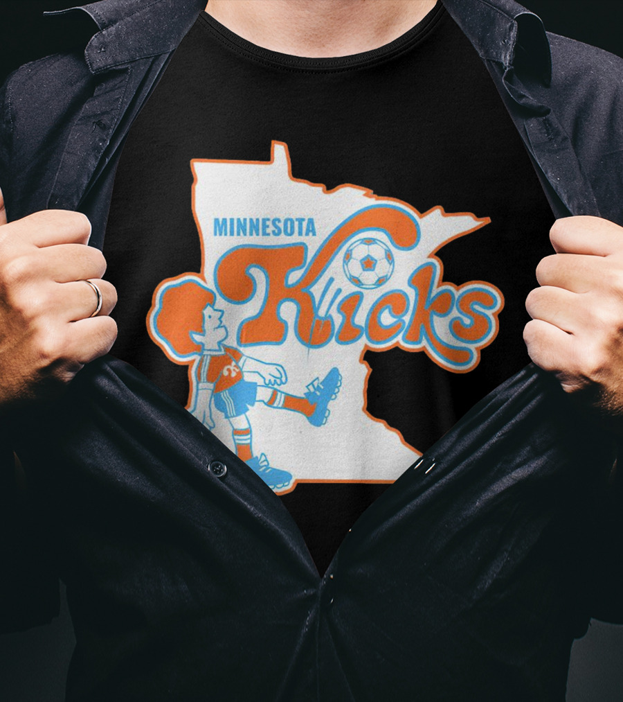 Minnesota Kicks Soccer Player In State Outline T-Shirt