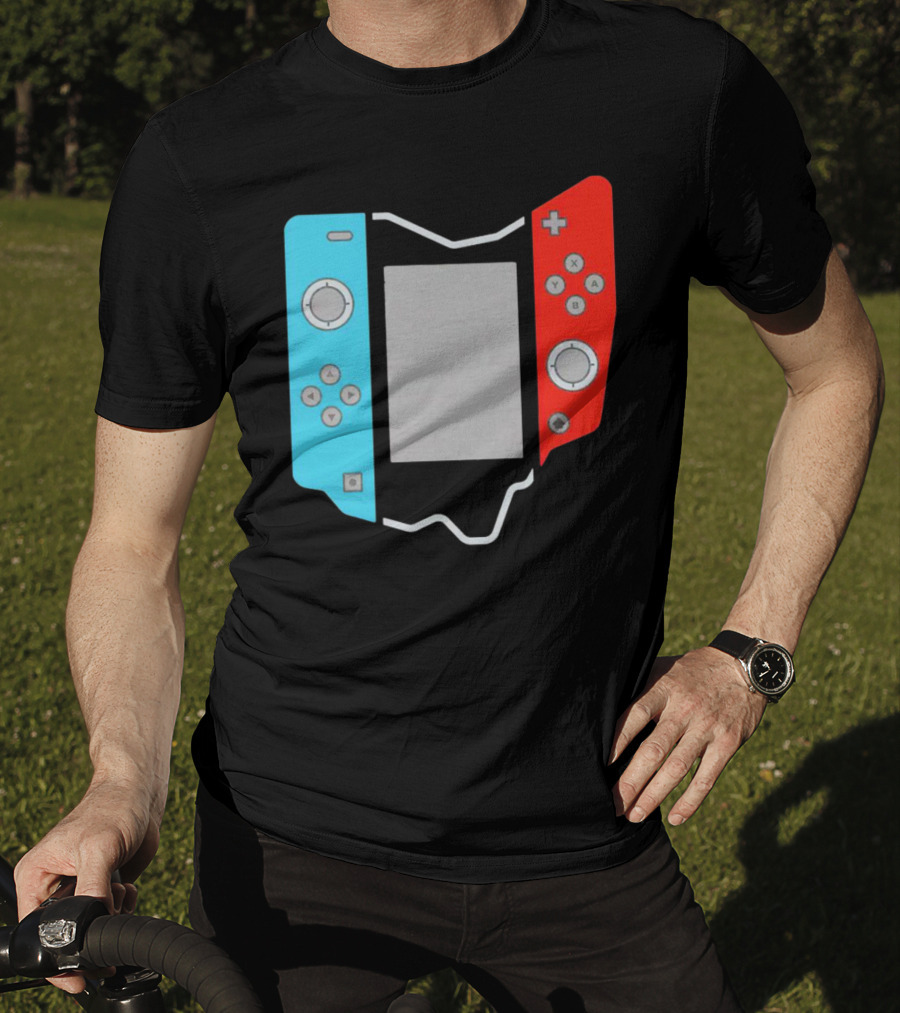 Ohio Gamepad Outline With Blue And Red Controller T-Shirt