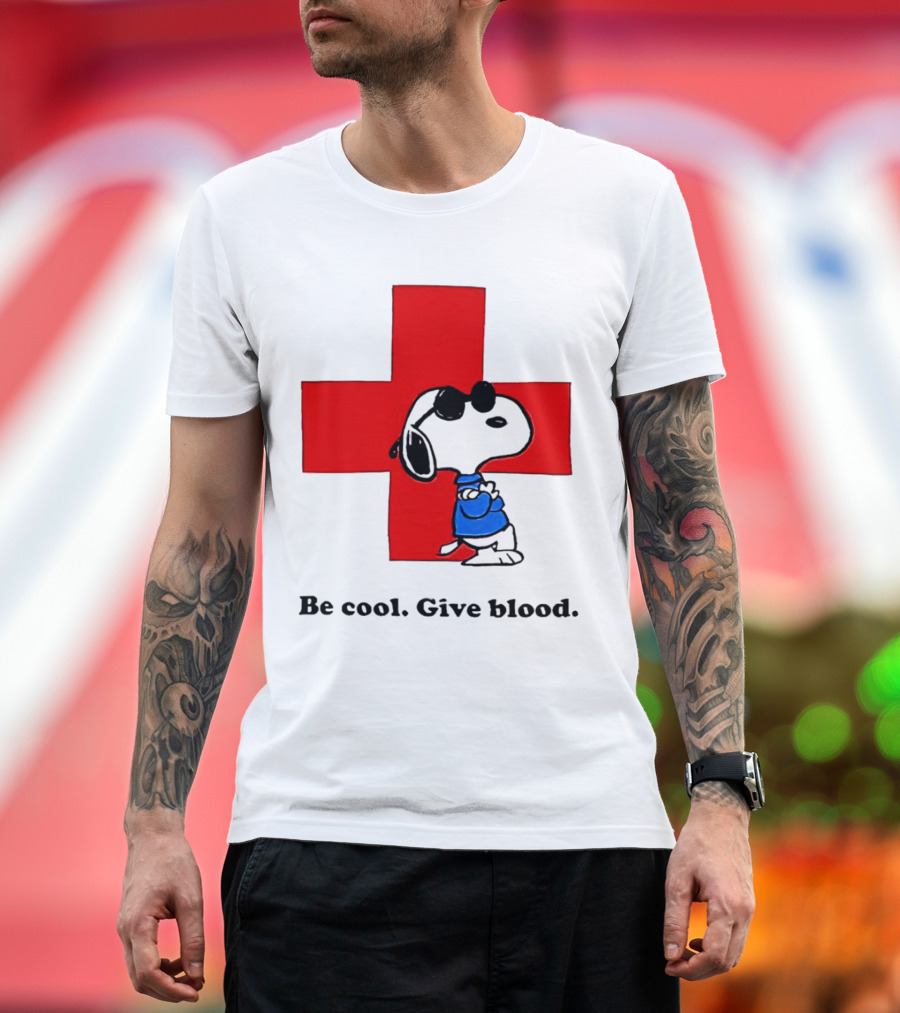 Snoopy Be Cool Give Blood Peanuts Red Cross T-Shirt