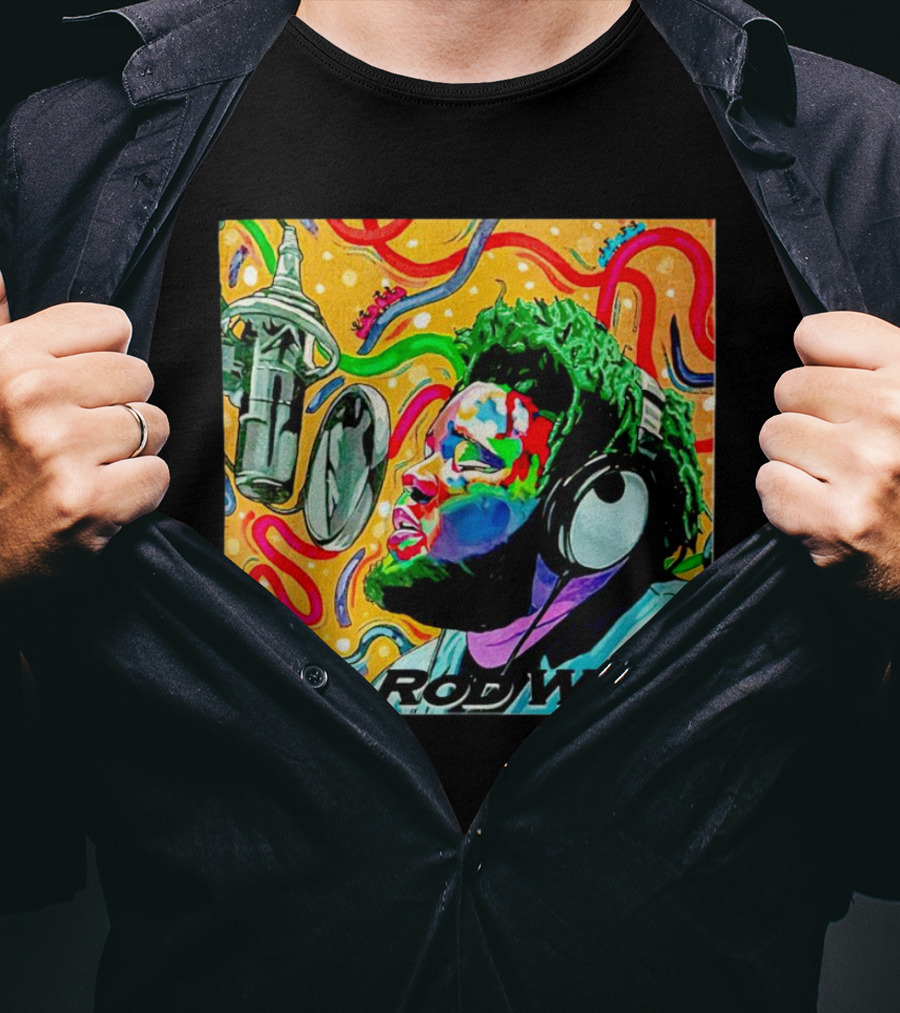 Rod Wave Vintage Colorful Microphone Headphones Psychedelic Art Album Cover T-Shirt