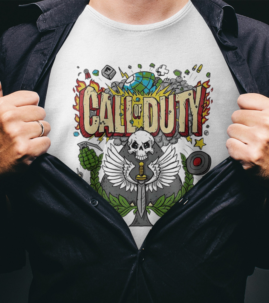 Call Of Duty Skull Halloween Gaming Icon Elements T-Shirt