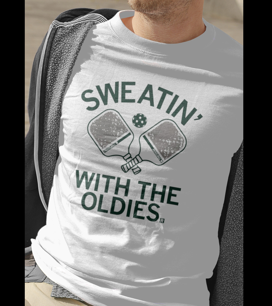 SWEATIN' WITH THE OLDIES Vintage Tennis Racket Handshake Retro Workout T-Shirt