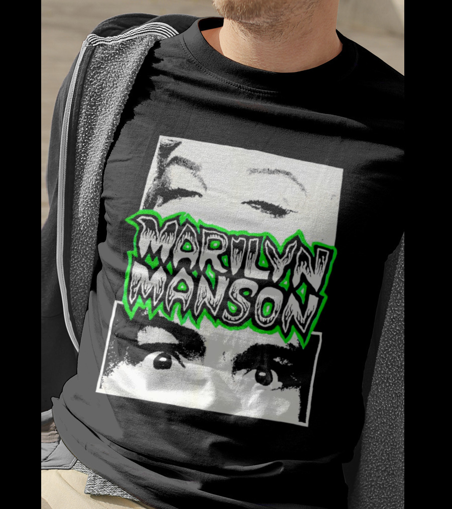 Marilyn Manson Face Illusion With Eyes Contrast T-Shirt