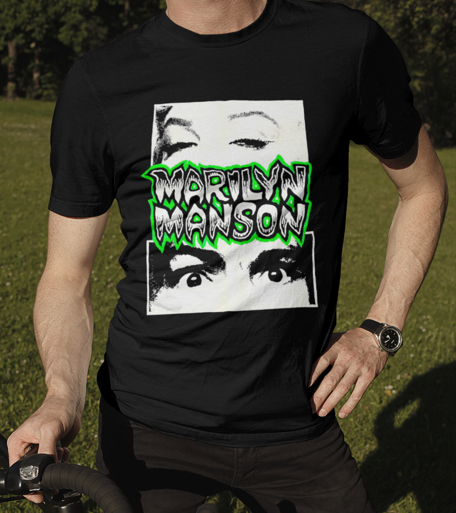 Marilyn Manson Face Illusion With Eyes Contrast T-Shirt