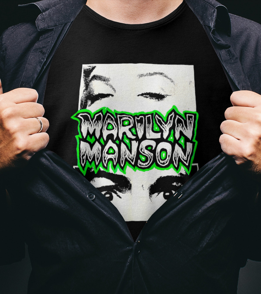 Marilyn Manson Face Illusion With Eyes Contrast T-Shirt