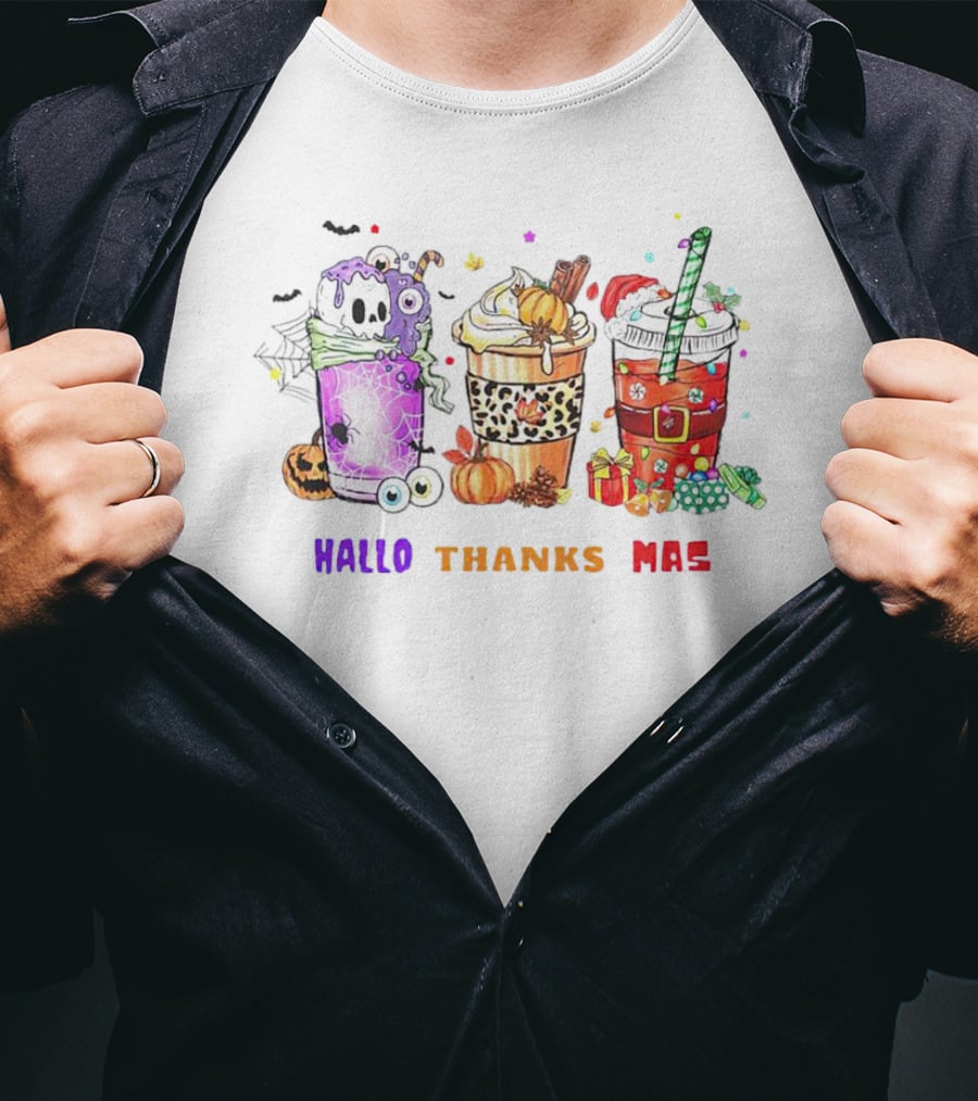 Coffee Halloween Thanksgiving Christmas Hallo Thanks Mas T-Shirt
