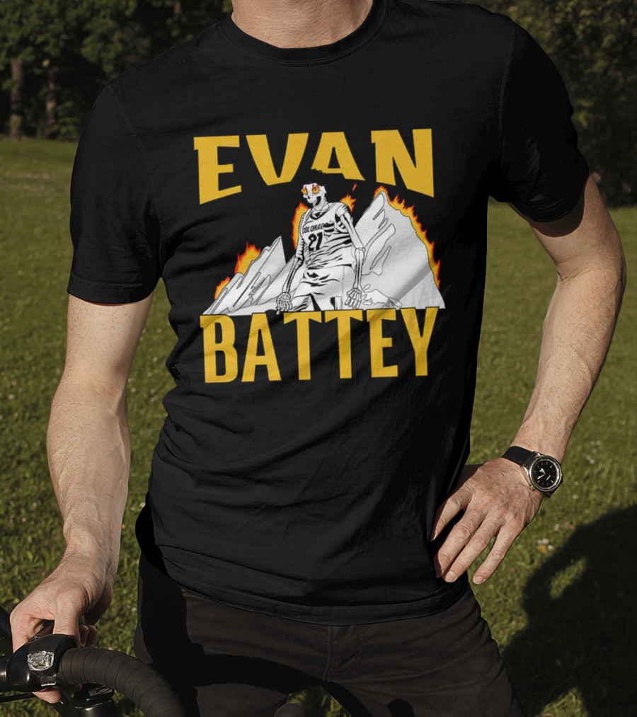Evan Battey Colorado Buffaloes Basketball 21 Mountain Flames T-Shirt