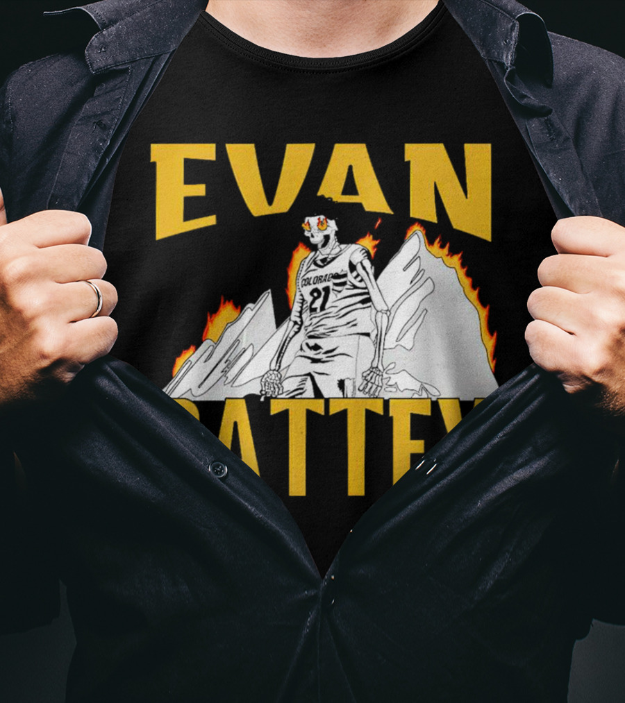 Evan Battey Colorado Buffaloes Basketball 21 Mountain Flames T-Shirt