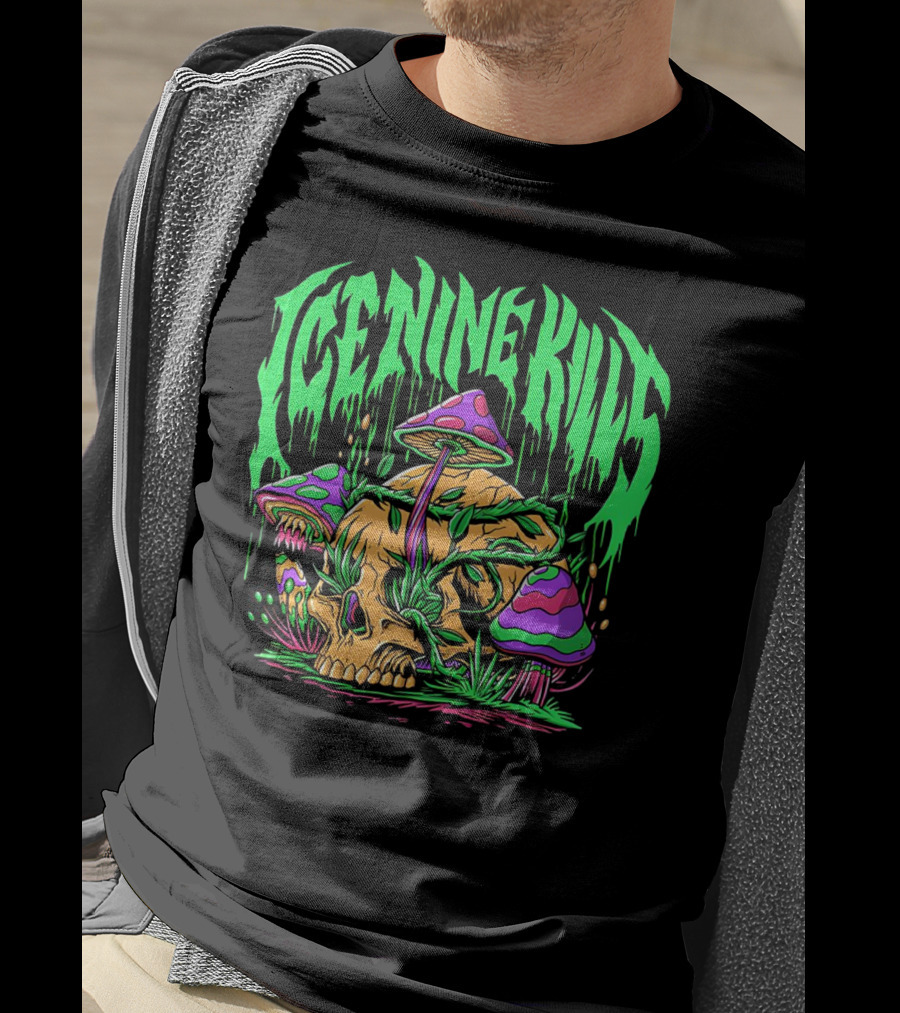 Ice Nine Kills Skull With Psychedelic Mushrooms T-Shirt